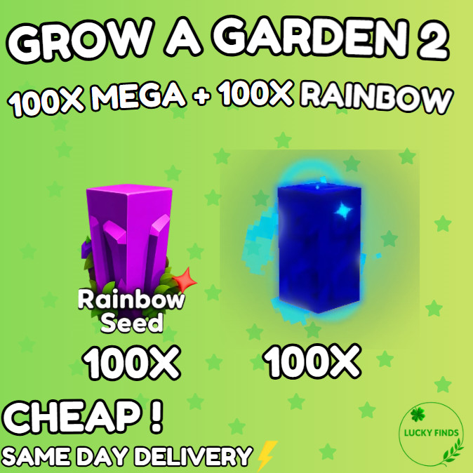 🔥Grow a Garden 2 Roblox✨ 100X Rainbow Seed + 100X Mega Seeds | Fast & Easy