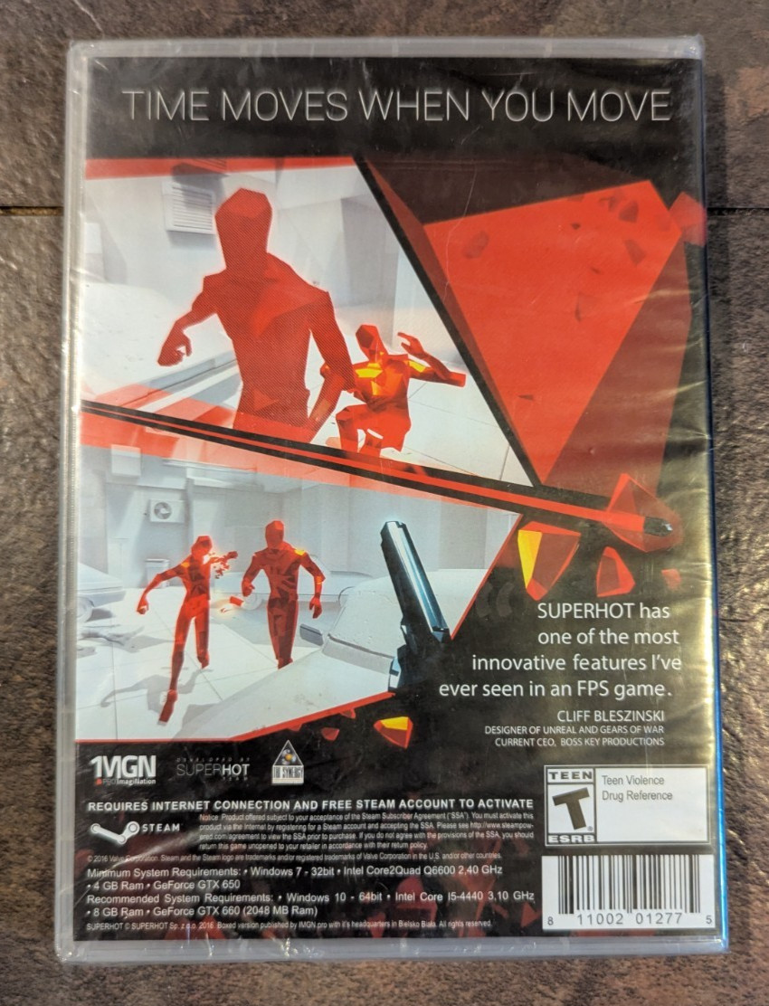 SUPERHOT fps Game for PC 2016 DVD-ROM Windows 7 New Sealed Fast Shipping