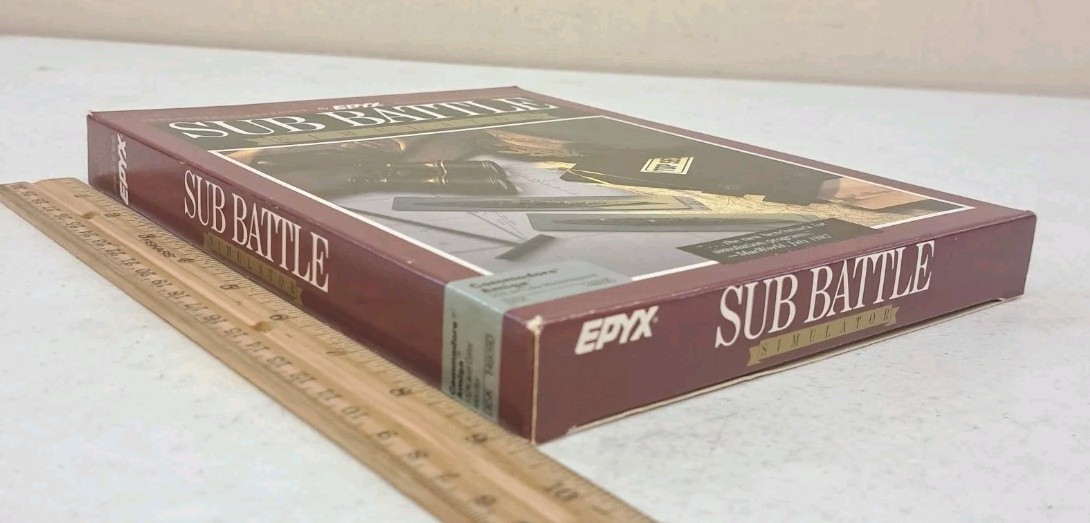 NO DISK- 1987 Vintage Sub Battle Simulator Box-Manual-Commands-Commodore Amiga