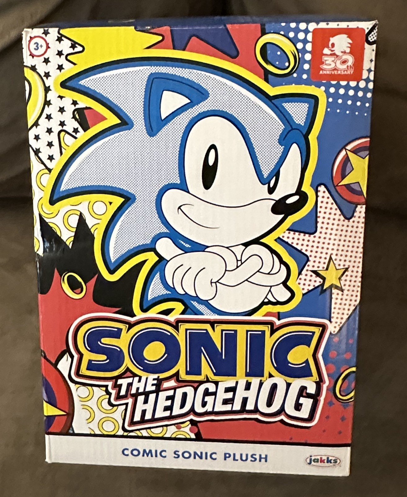 Jakks Pacific Sonic 30TH Anniversary Comic Sonic 14″ Plush with Box – VGC