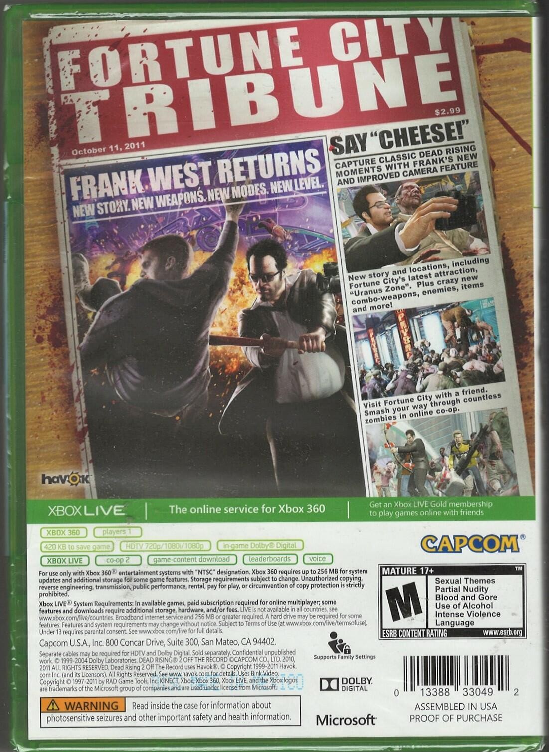 Dead Rising 2: Off the Record Xbox 360 (Brand New Factory Sealed US Version) Xbo
