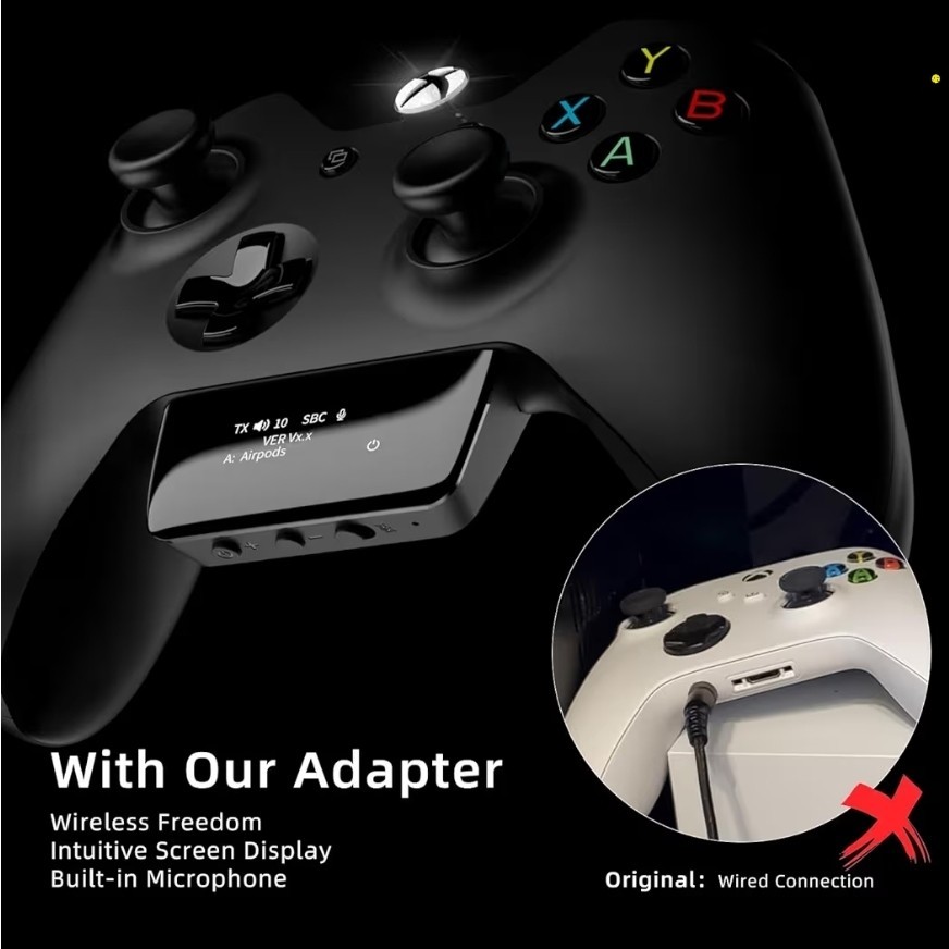 Bluetooth 5.2 Wireless Audio Adapter for Xbox One,Series X|S, Elite 2 Controller