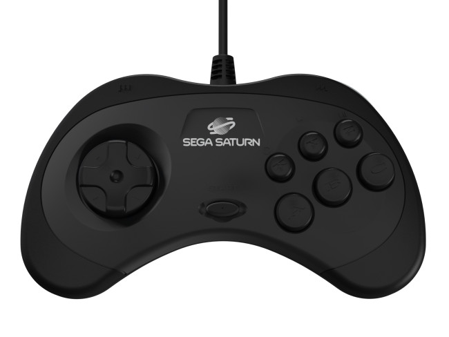 Retro-Bit Official Sega Saturn USB Controller Pad for PC/Mac/Steam/RetroPi Black