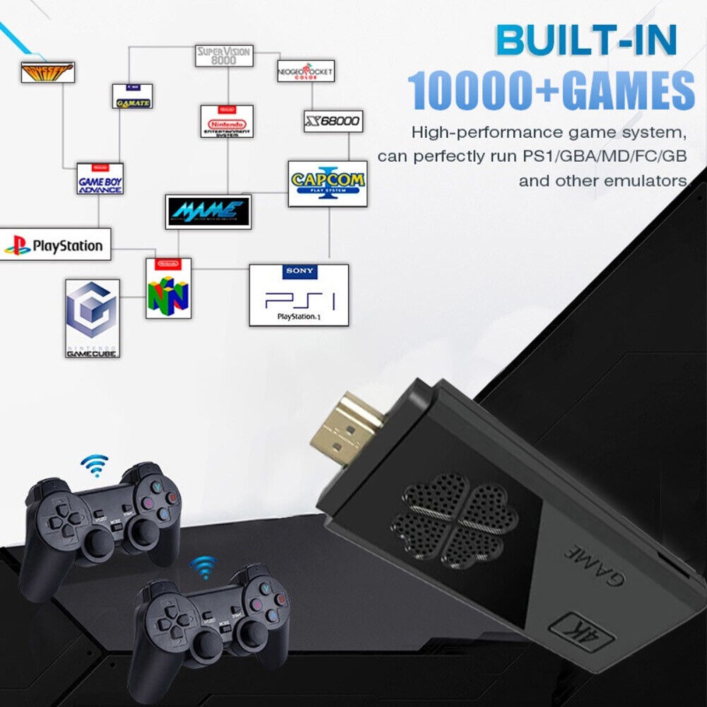 X2 Game Stick Retro Game Console 4K HD Wireless Controller 64G 20000 Games AAM