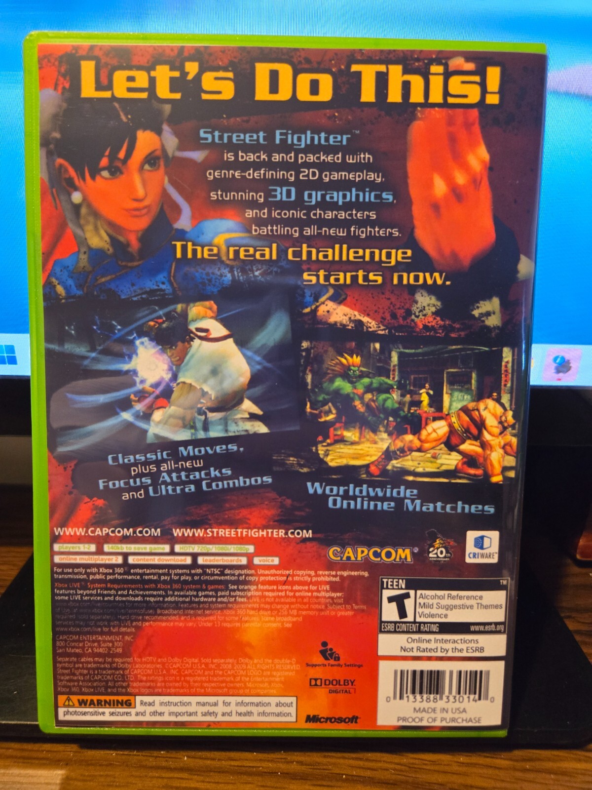Street Fighter IV (Microsoft Xbox 360, 2009) Capcom, Custom Cover Art