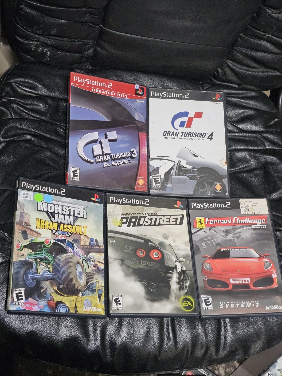 (PS2) 5 Games Lot! Gran Turismo 3 & 4! Ferrari! Need For Speed! Monster Jam!