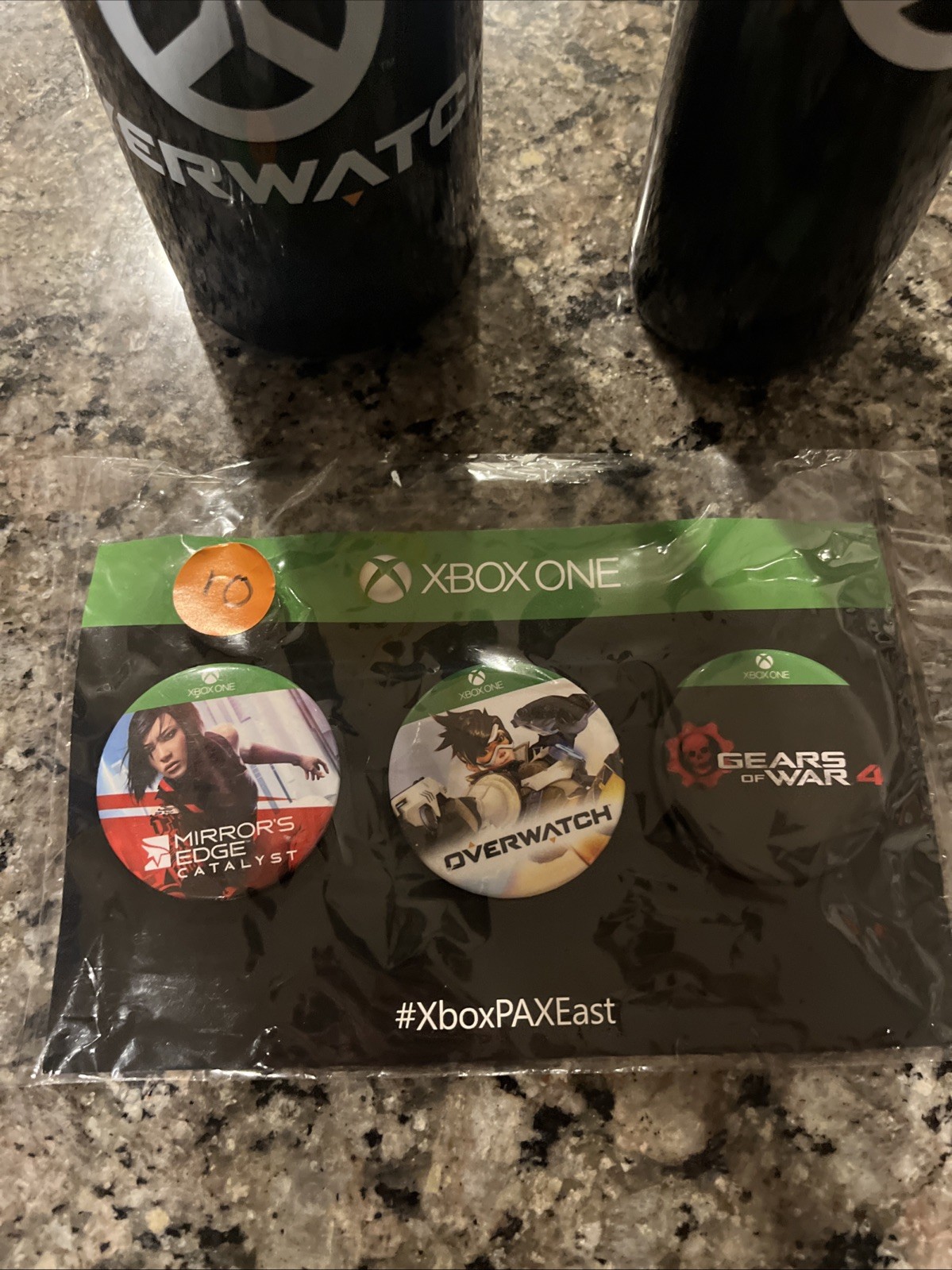 Overwatch Water Bottles (2 & Never Used) & Promotional Buttons Rare Promo Items