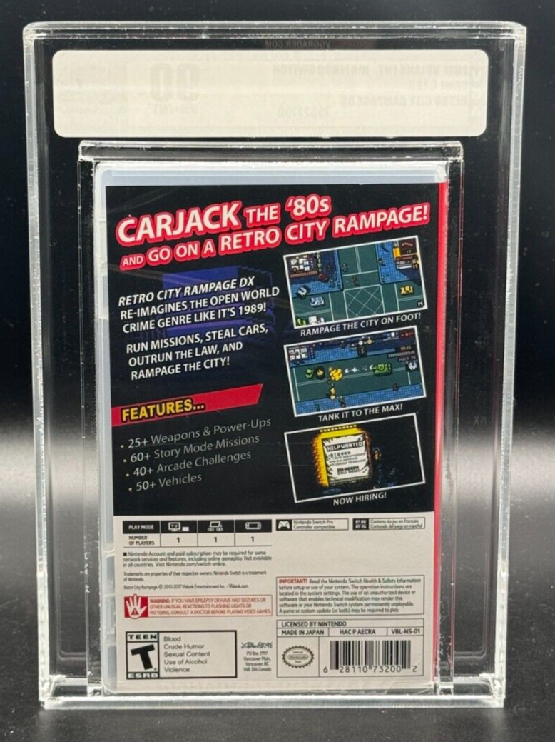 Retro City Rampage DX Nintendo Switch Factory Sealed New VGA 90 Graded