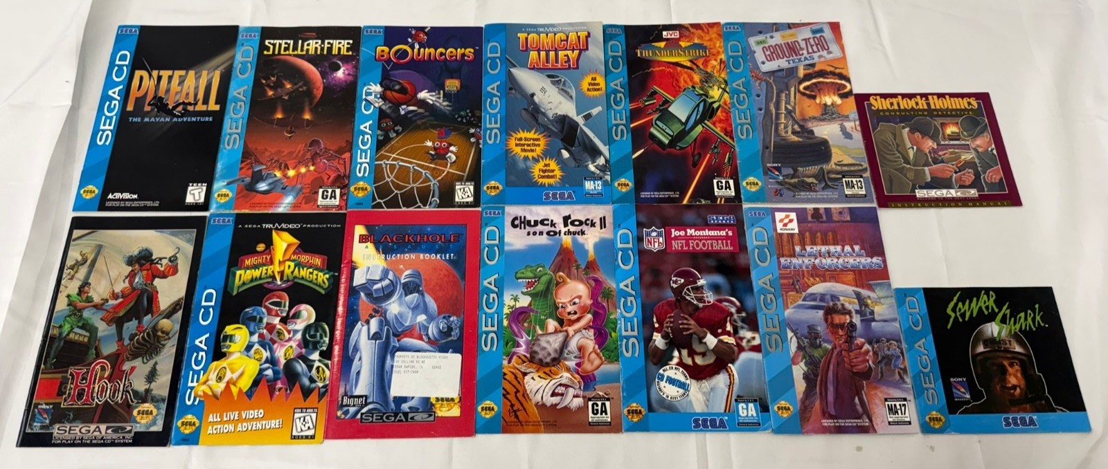 Sega CD Manual Lot Of 14 – #SCD0504 -Lethal Enforcers & More -NO GAMES