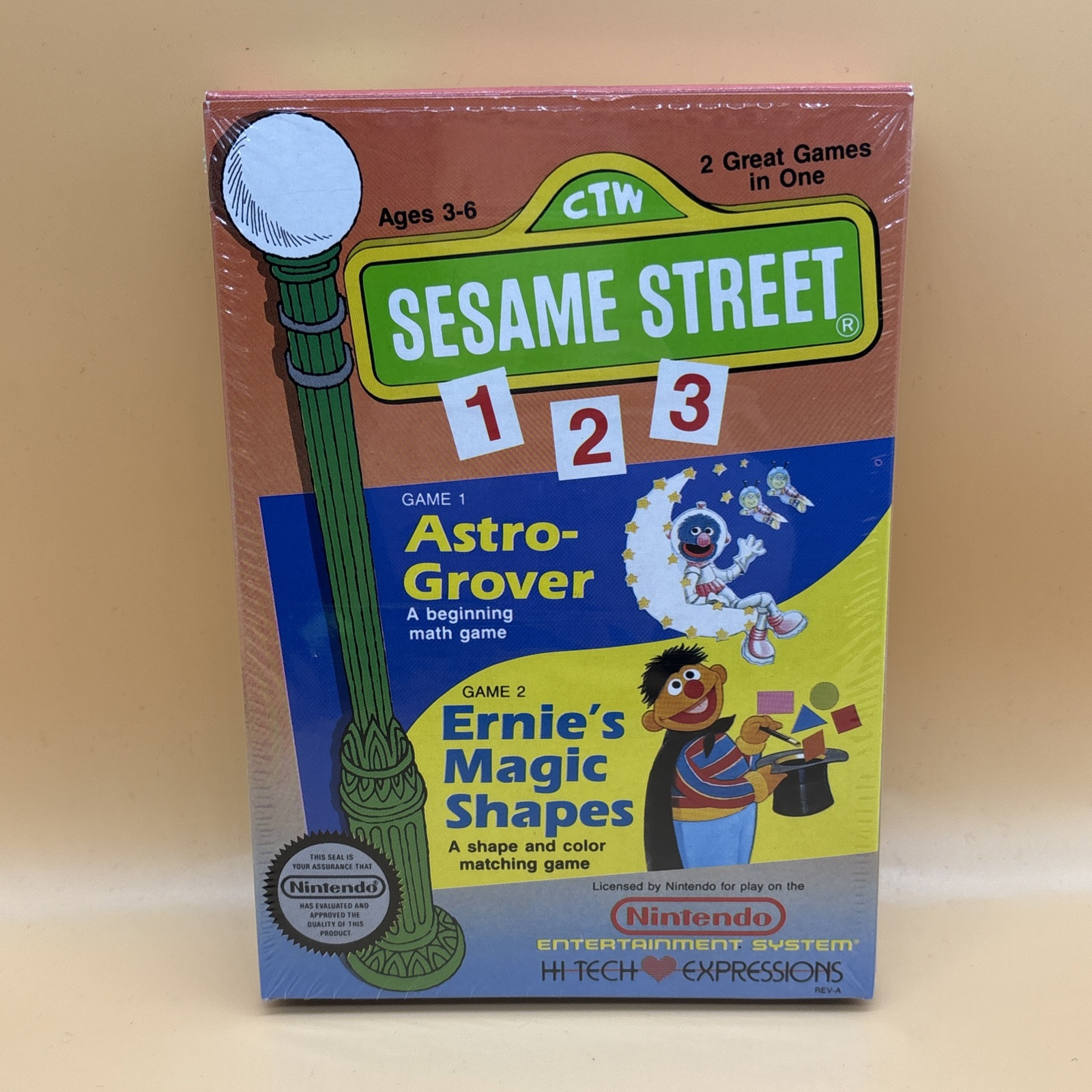 oval seal Sesame Street 123 complete in box nintendo nes game factory MINT
