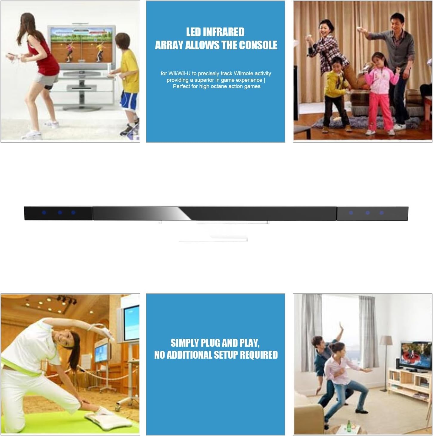 Replacement Wired Infrared Sensor Bar for Wii U – Long Cable & Stable Connection