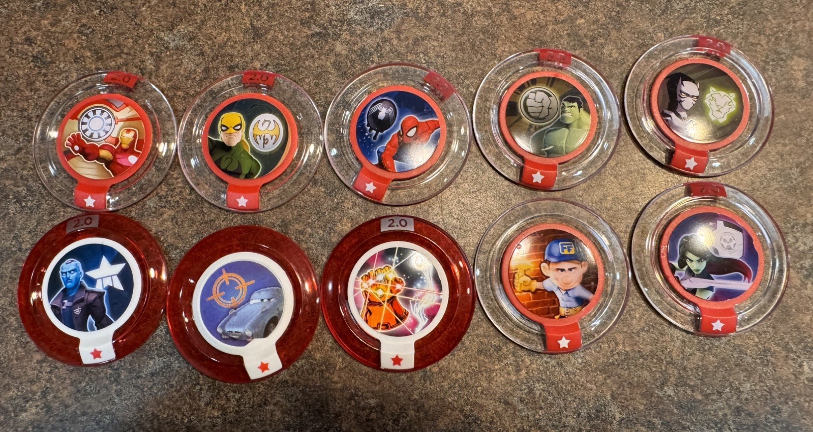 Large Lot of 58 Disney Infinity Figures & 34 Power Discs!