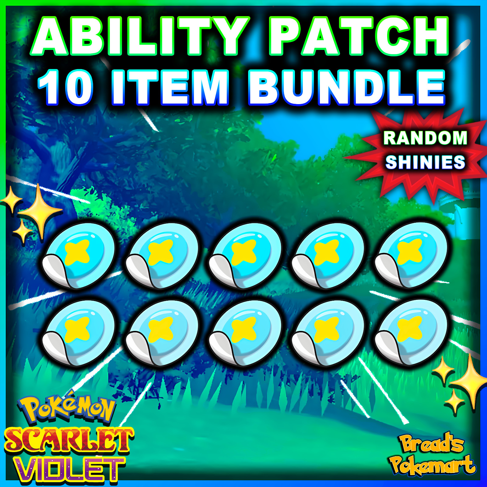 10x ABILITY PATCH ITEMS Bundle ✨Held by 6IV Shinies ✨ Pokemon SCARLET and VIOLET