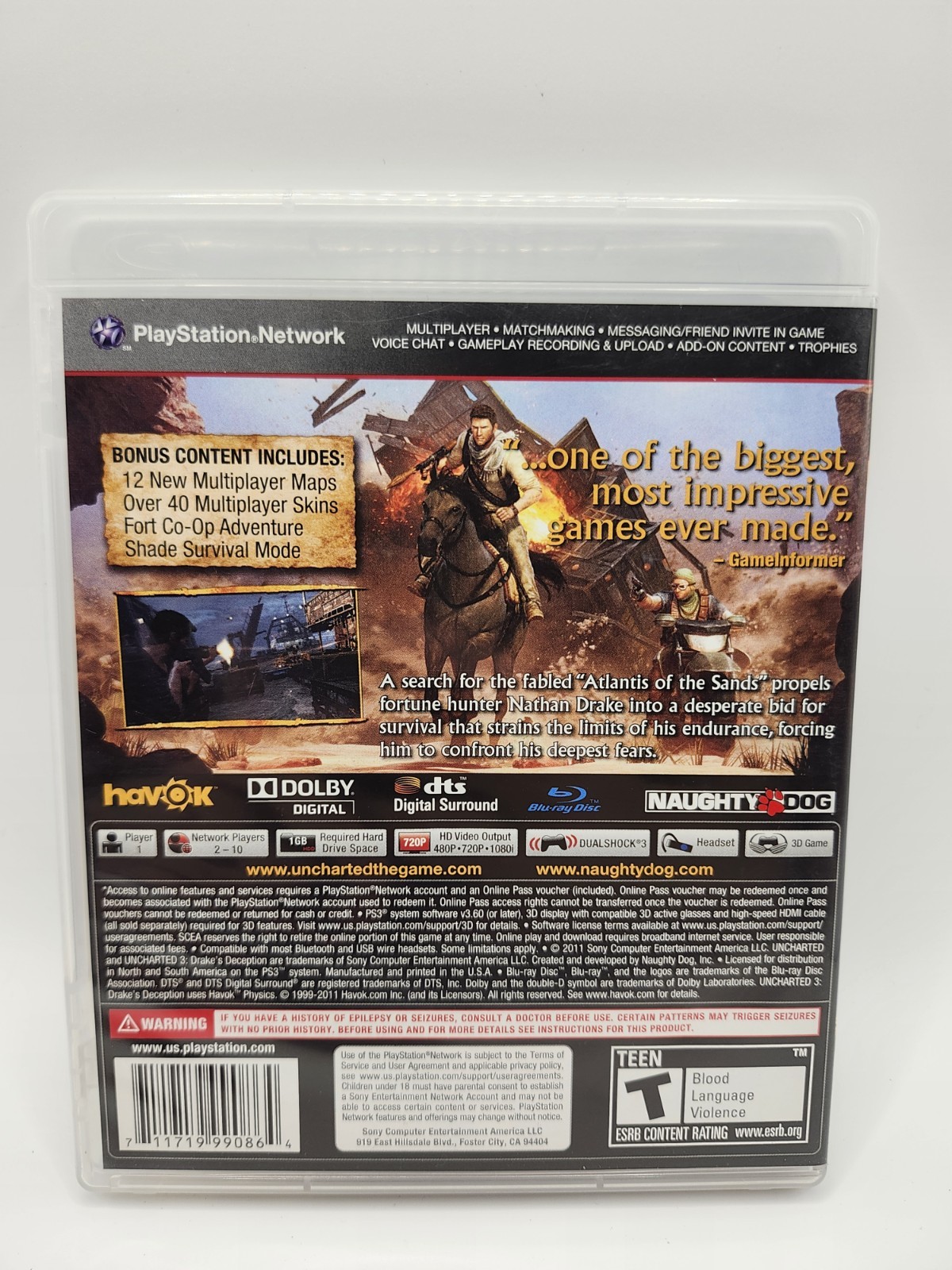Uncharted 3 Drakes DeceptionGame of the Year Edition Sony PlayStation 3 2012 CIB