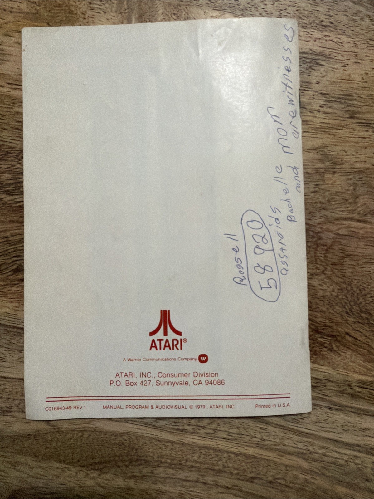 Atari Asteroids 1981 With Manual