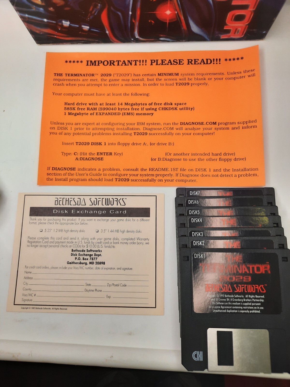 VINTAGE RARE 1993 The Terminator 2029 Big Box PC: IBM 3.5″ Floppy Disk NO Manual