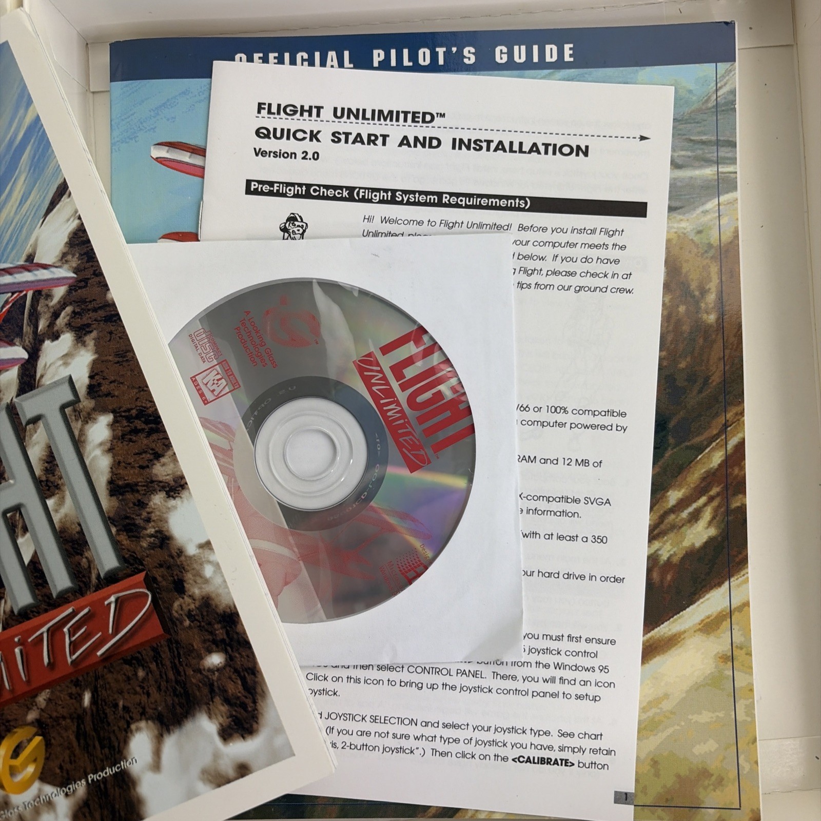 Flight Unlimited Simulation PC CD-ROM Windows 95 Looking Glass 1996 COMPLETE