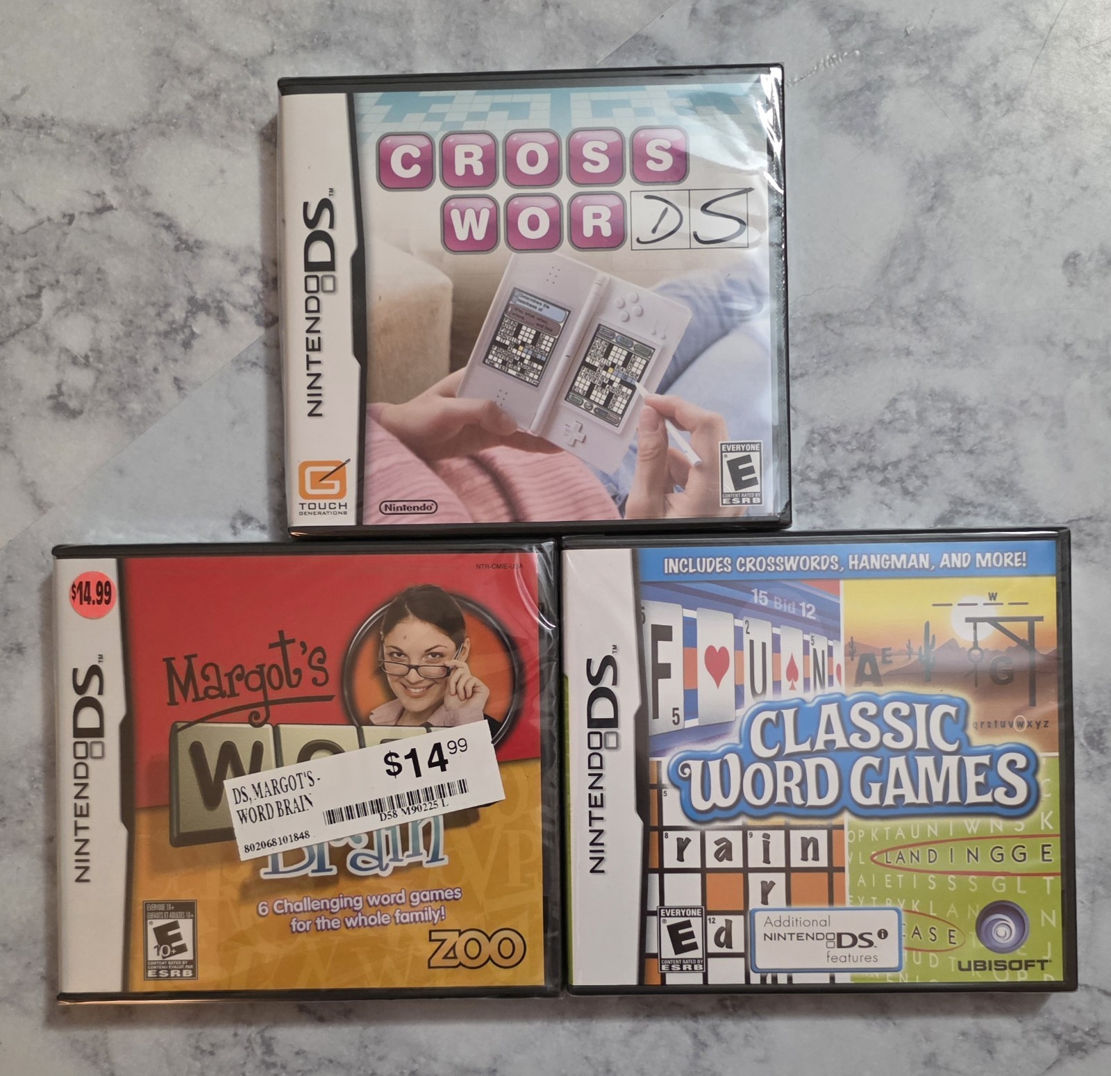 Crosswords DS, Word Games, & Word Brain Lot (Nintendo DS, 2008) Brand New Sealed