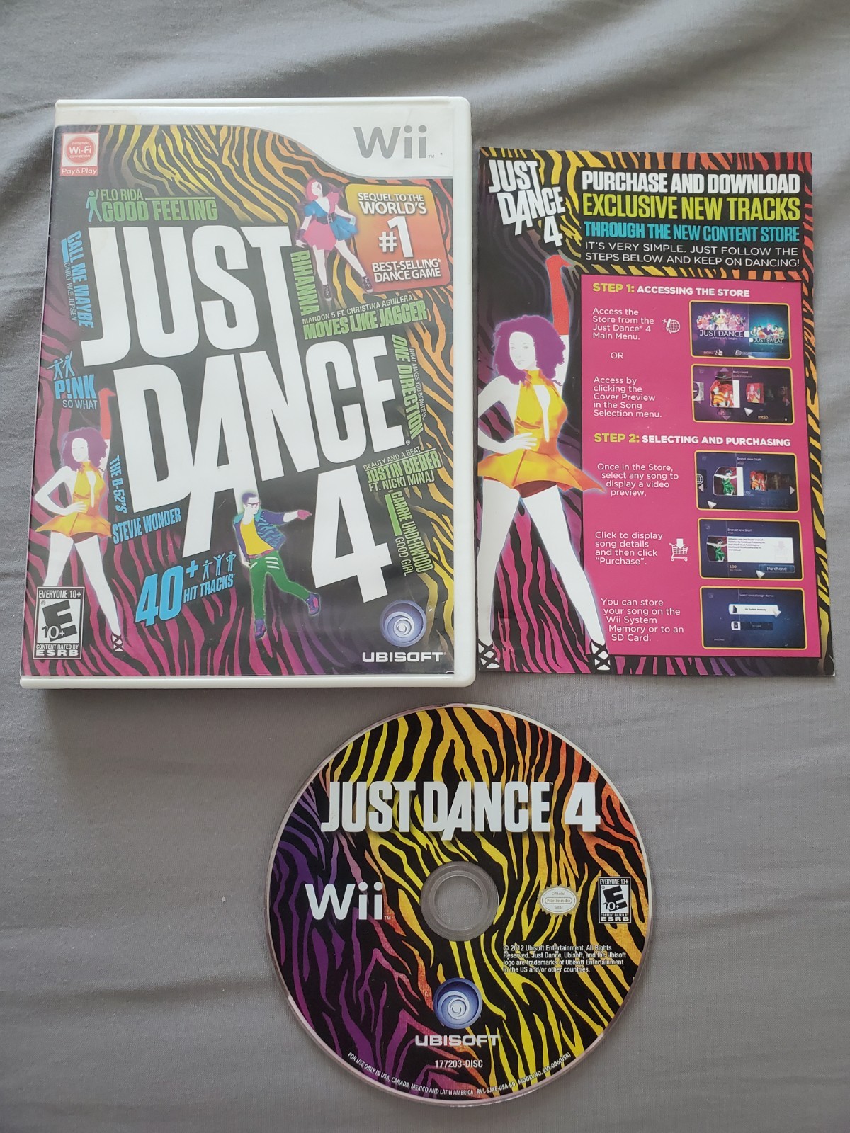 Just Dance 4 (Nintendo Wii, 2012) COMPLETE disk/case/manual