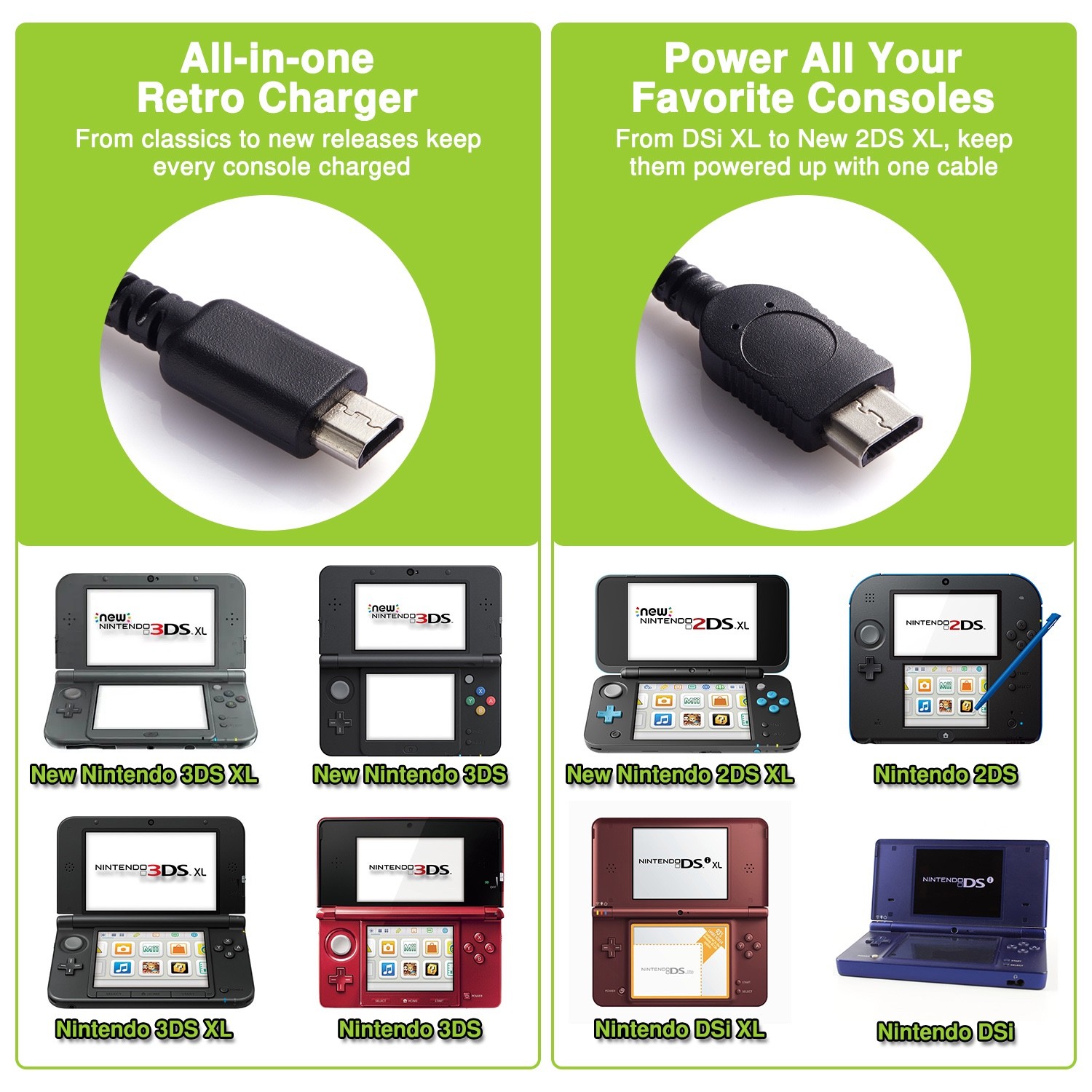 Mart Cobra – 8 in 1 Nintendo USB Charge Cable – DS 2DS 3DS Switch WiiU PSP [New]