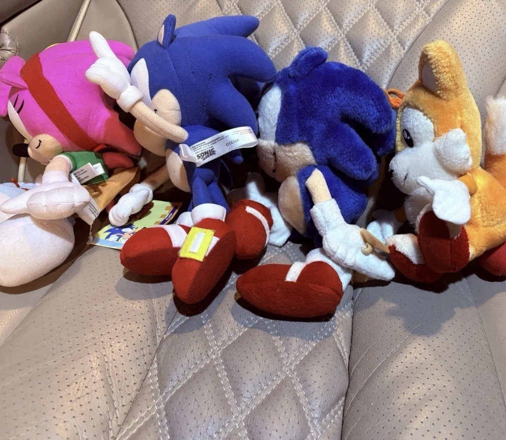SEGA Sonic the Hedgehog Plush Doll Lot Sonic Tails Amy Rose Hanging Loop