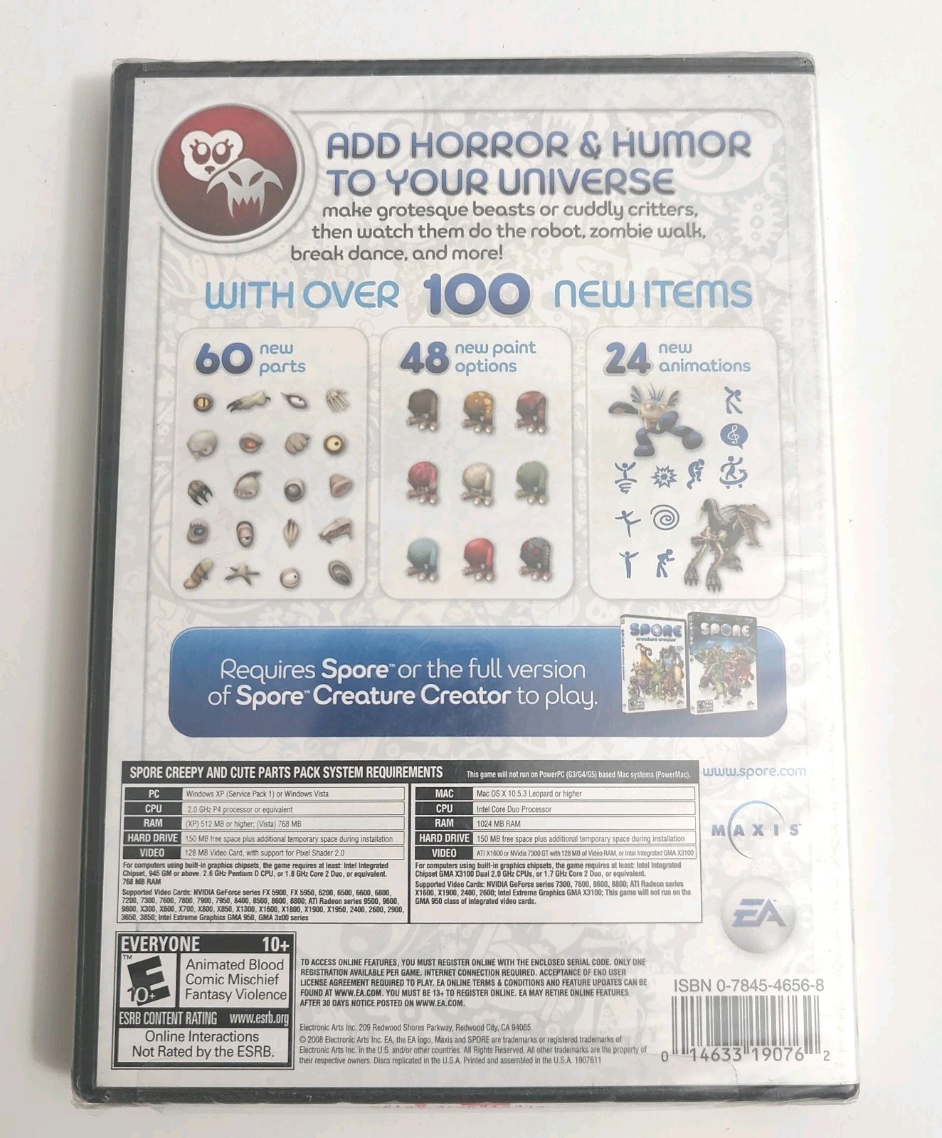 Spore Creepy and Cute Parts Pack PC/Mac New Sealed Computer Game EA