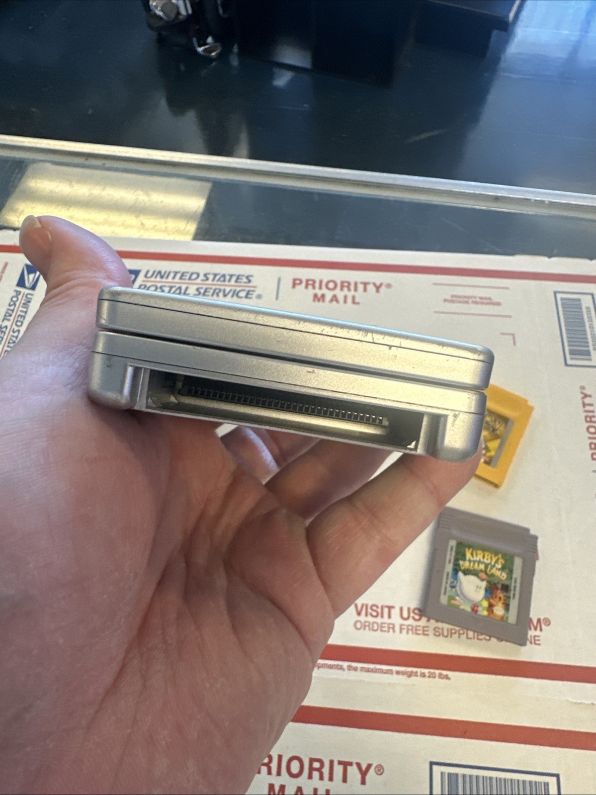 Nintendo Game Boy Advance SP Silver AGS-001 W/ Pokemon Pikachu Edition & Kirby!