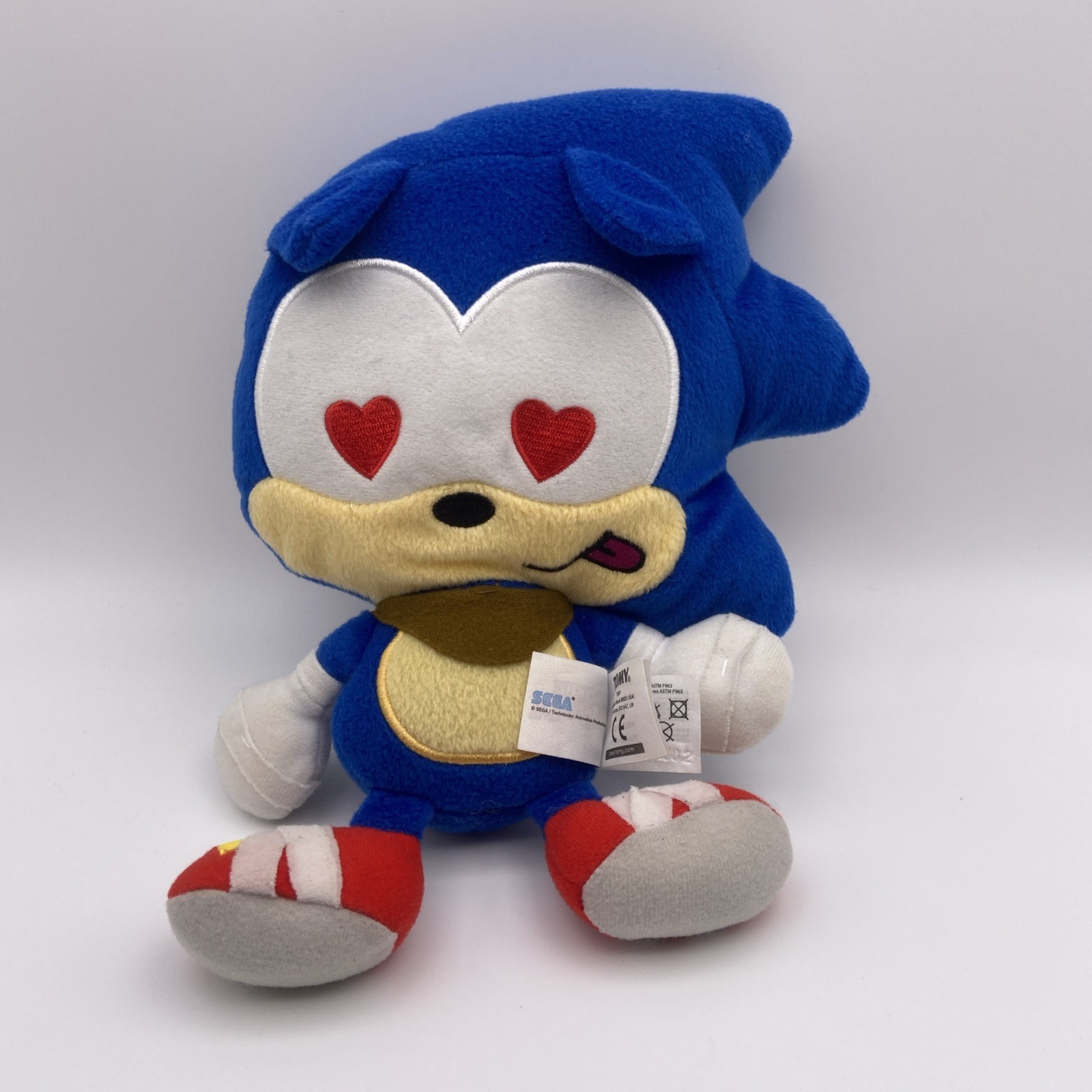 Sonic Boom Sonic the Hedgehog Plush Doll With Heart Emoji Eyes Sega Tomy 10″