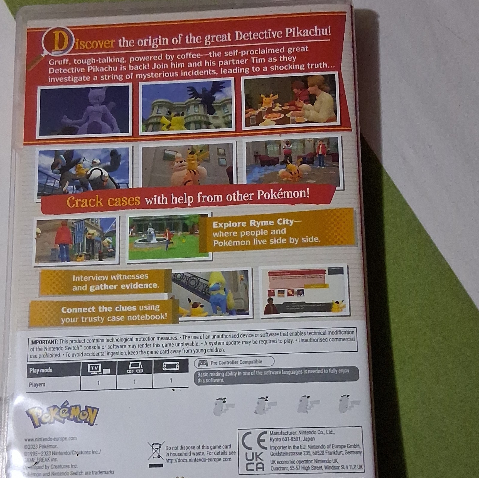 Nintendo Detective Pikachu Returns – Switch Cartridge, Case & Manual PAL PEGI7