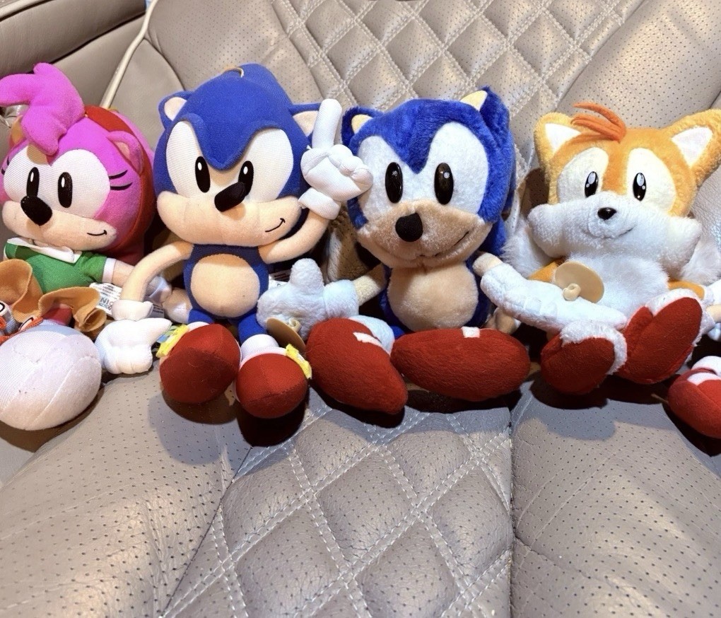SEGA Sonic the Hedgehog Plush Doll Lot Sonic Tails Amy Rose Hanging Loop