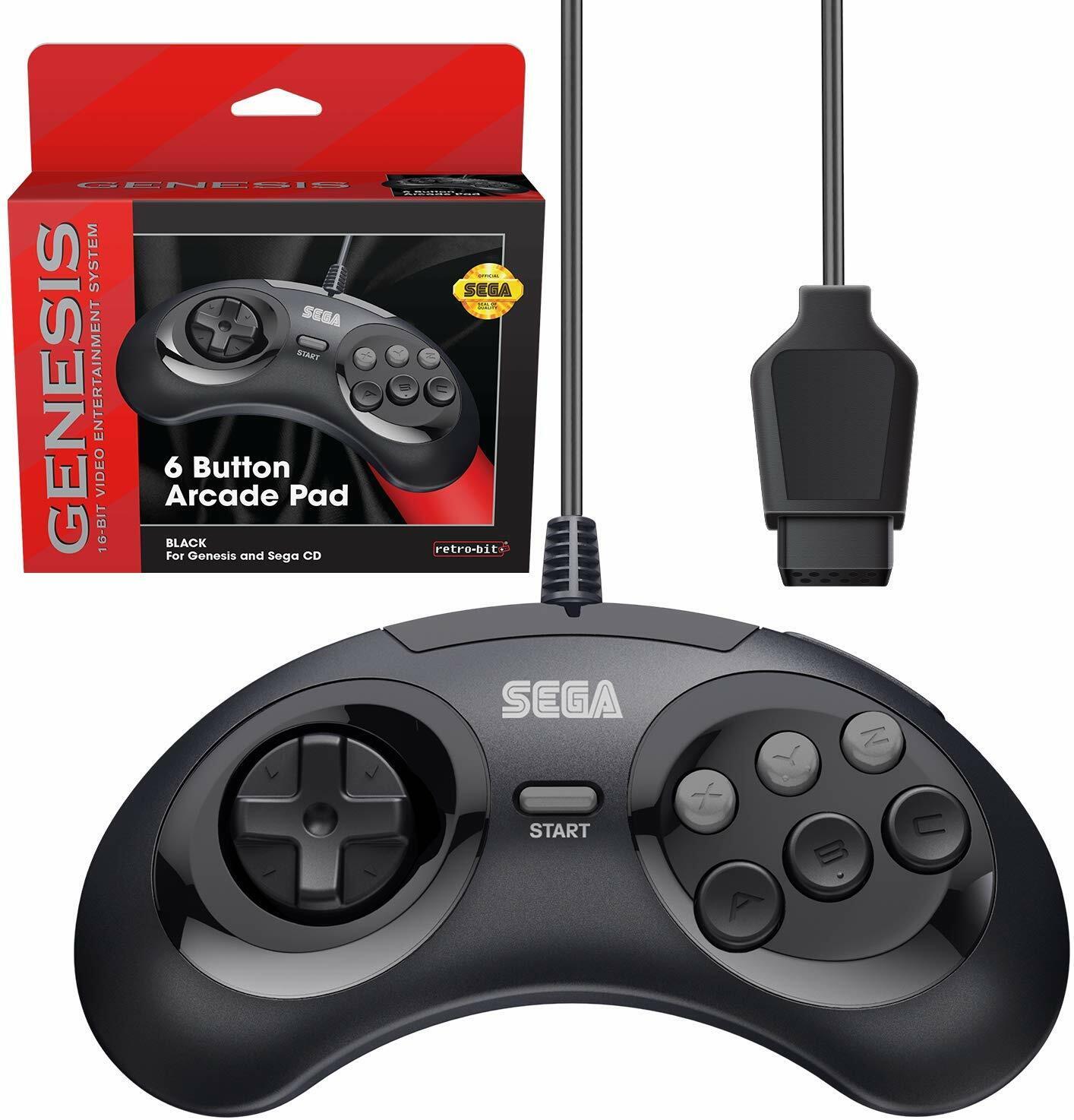 Retro-Bit Official Sega Genesis Controller 6-Button Arcade Pad – Black