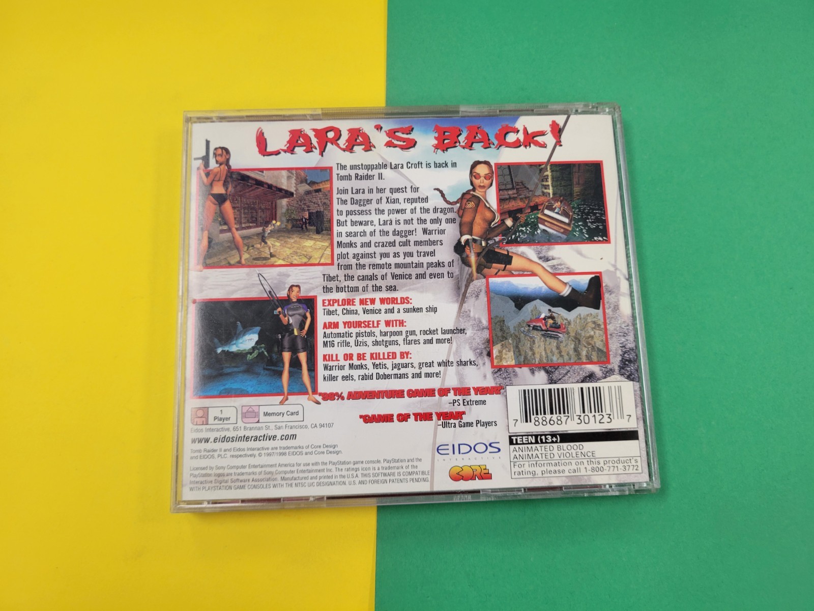 Tomb Raider II 2 Starring Lara Croft Playstation PS1 Case And Manual Cover Only