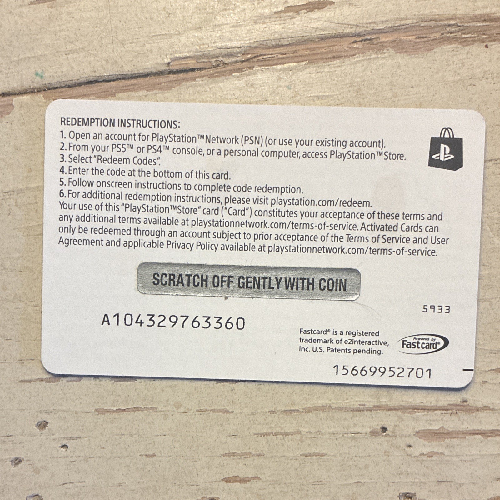 PlayStation Store $25 Prepaid Card Scratch-Off Code for Sony PlayStation 5/4