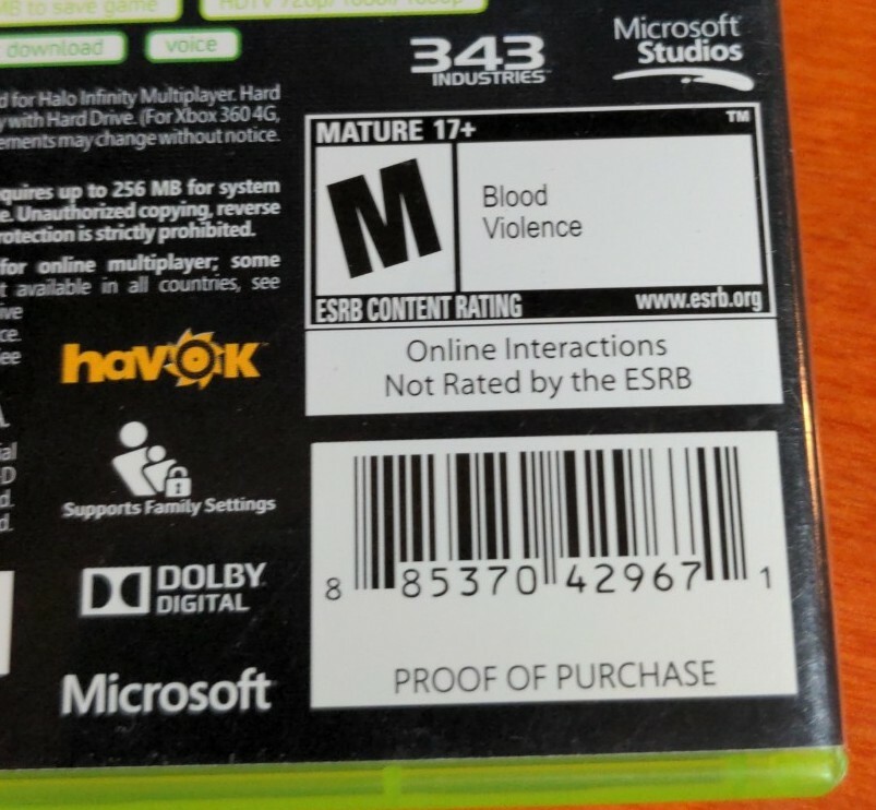 Halo 4 Microsoft Xbox 360 Studios 343 Industries Havok Dolby Digital Mature