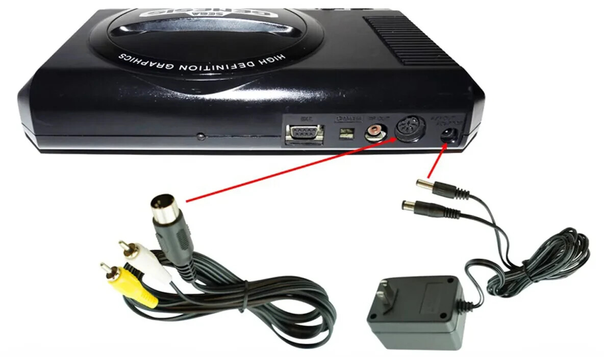 AV RCA Cable + AC Adapter Power Supply For SEGA Genesis 1 Model MK-1601 NEW