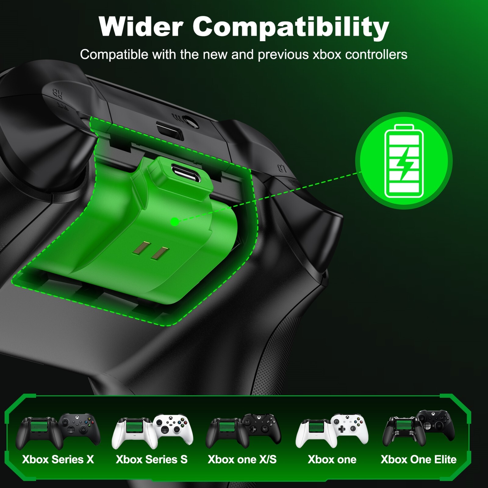 Rechargeable Battery Pack For XBox One X/S Series X/S Controller & Charger Cable