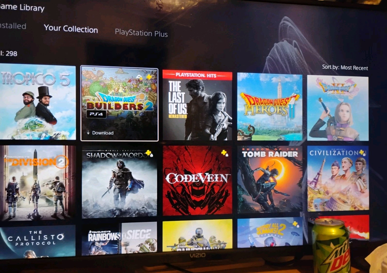 Ps4 Slim 500Gb+Account With 304 Games+No Controller+PWR Cord+HDMI+Charger Stand
