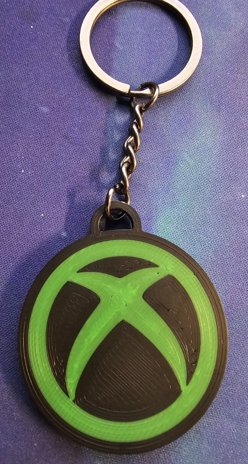 3D PRINTED XBOX LOGO DOUBLE SIDED KEYCHAIN NOSTALGIA MICROSOFT FUN FOR ALL