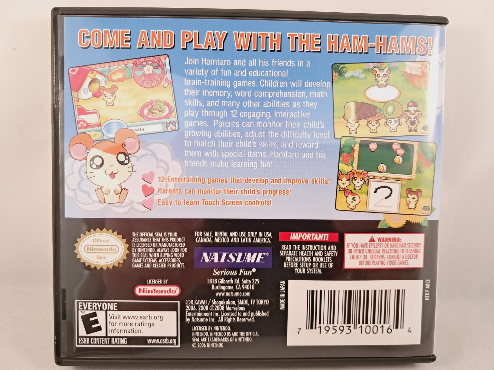 Hi! Hamtaro Ham Ham Challenge (Natsume, Nintendo DS) MINTY Excellent Condition!!