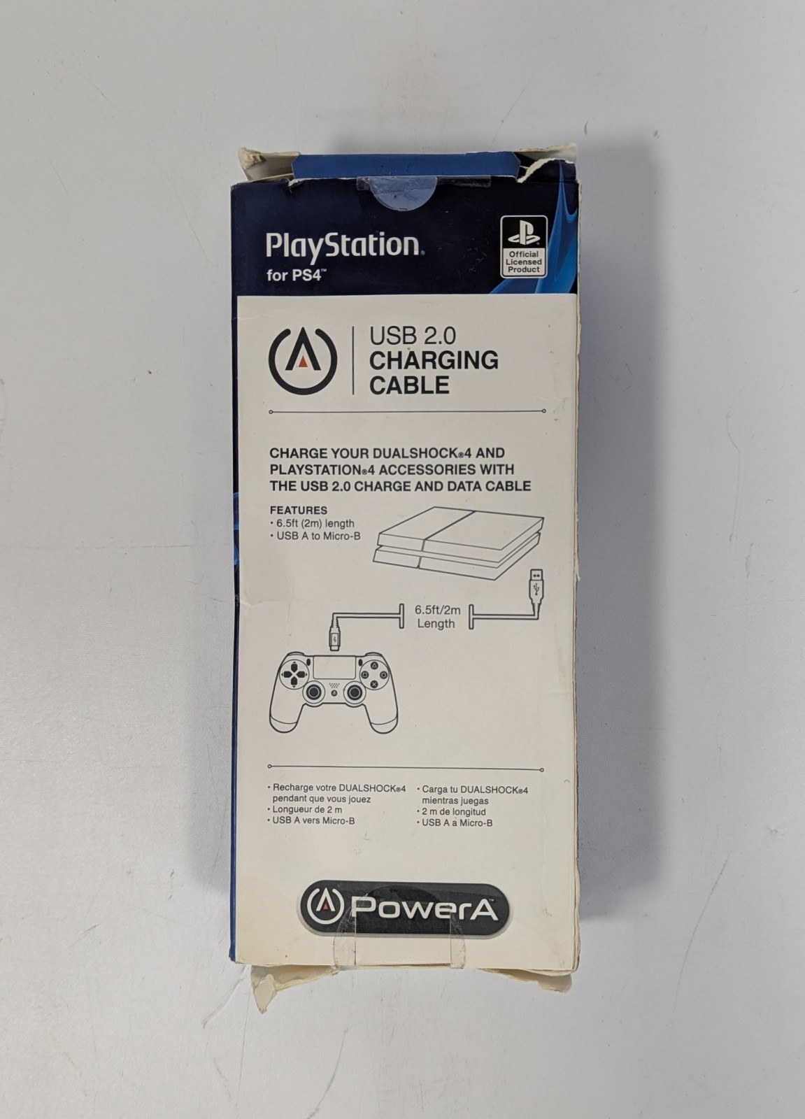 PowerA 122462 USB Type-A to Micro-B Charging Cable for PlayStation 4 – 6.5ft