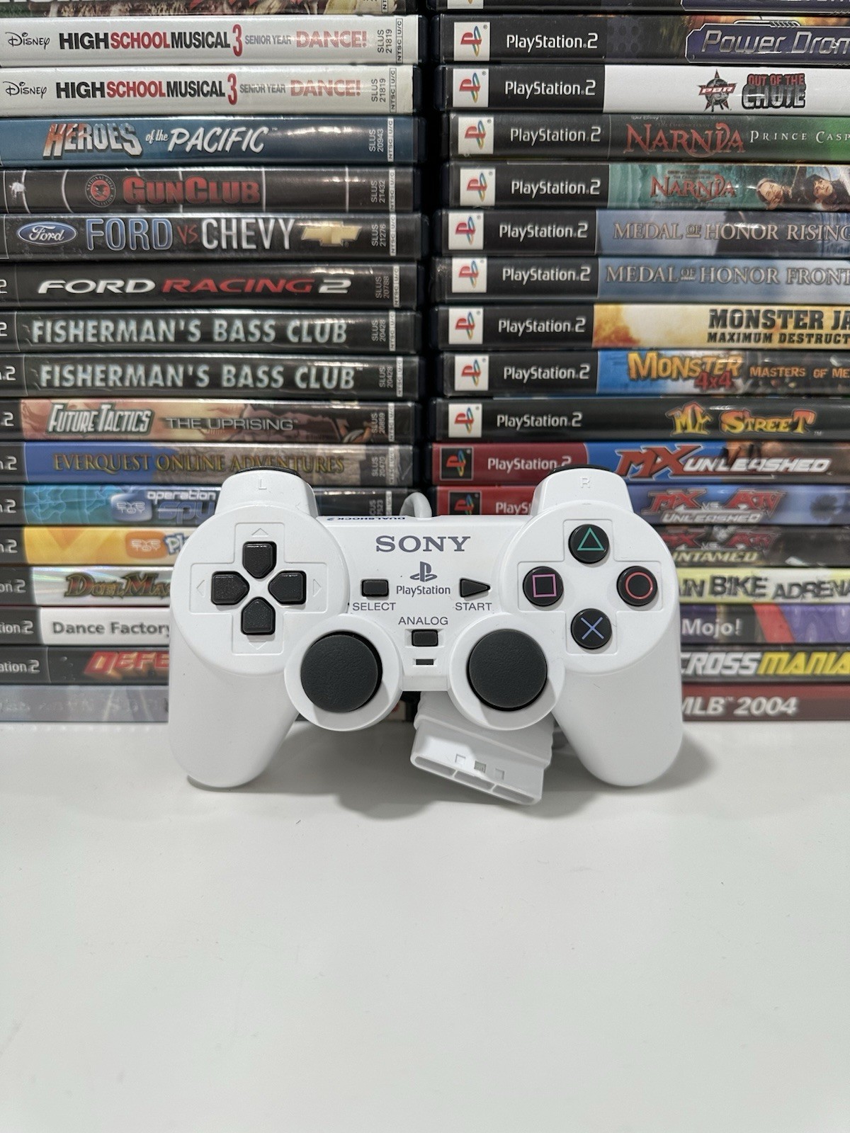Sony PS2 WHITE Wired Controller OEM DualShock PlayStation 2 AUTHENTIC