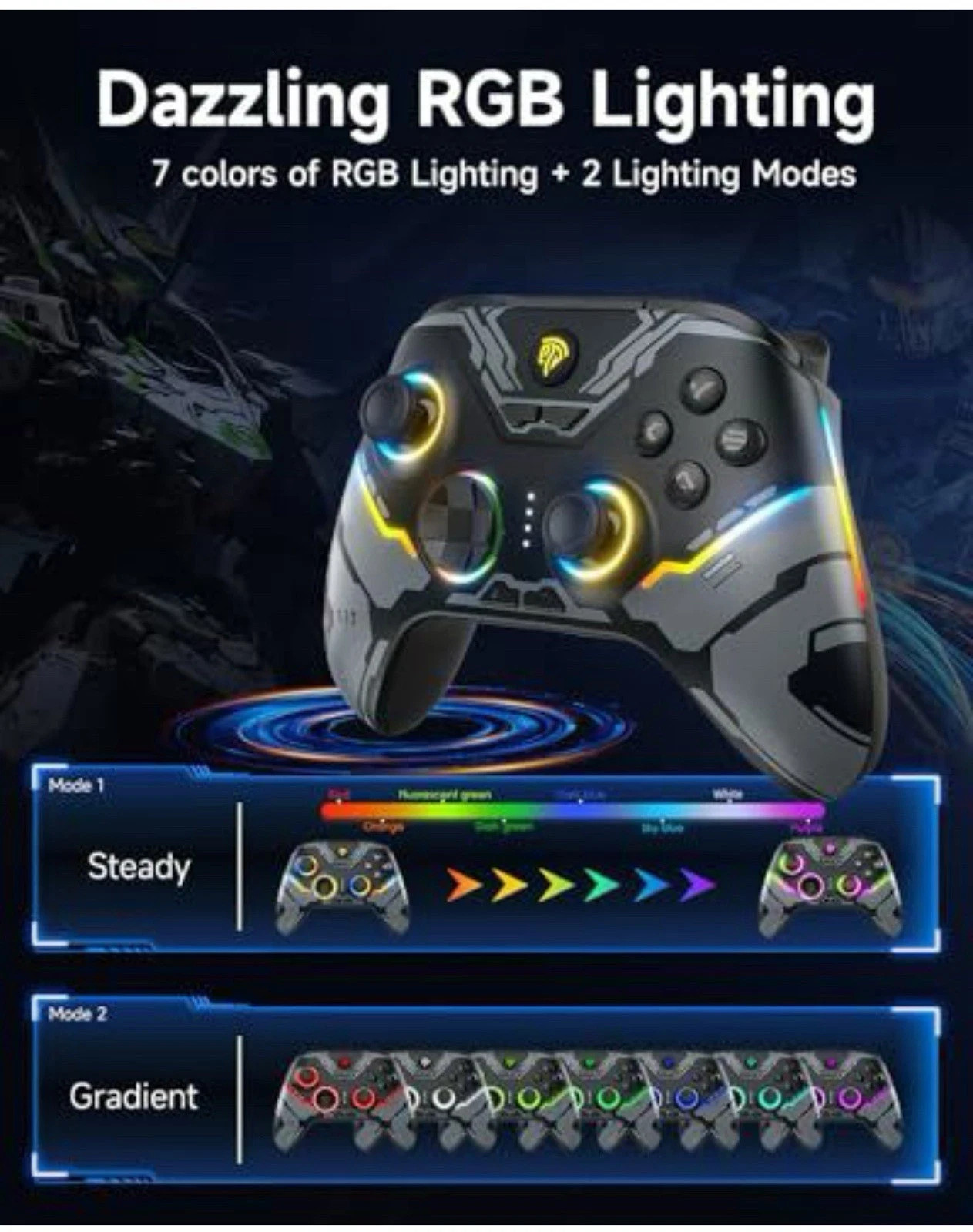 EasySMX X15 Wireless Controller Hall Effect RGB Bluetooth PC Switch Android iOS