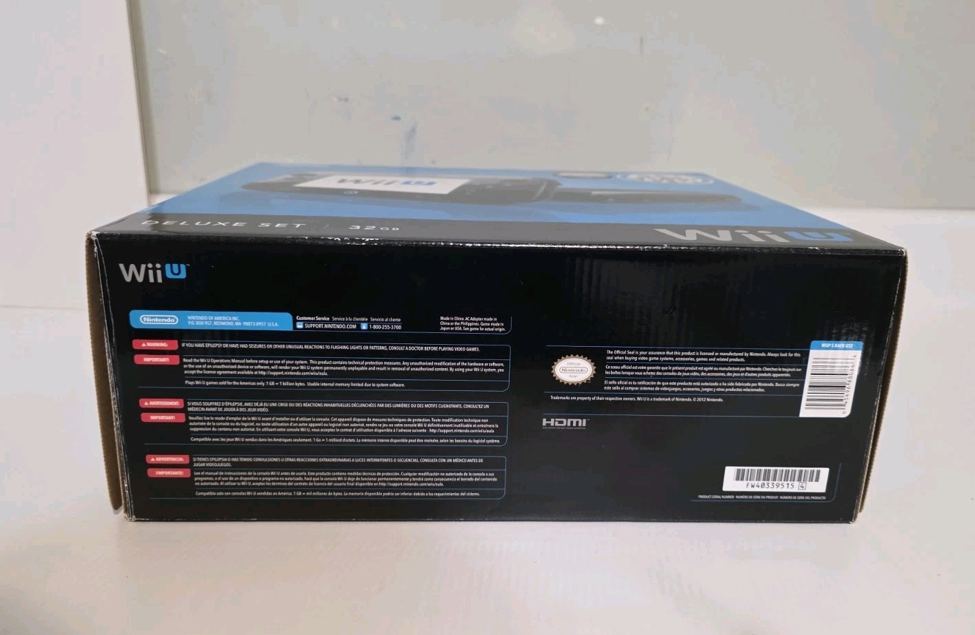 Nintendo Wii U Deluxe Set 32GB Black Console w/ GamePad, Cables, Box, Manuals