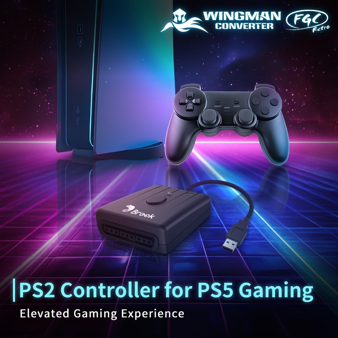 Brook Wingman FGC Retro: PS1 & PS2 Controllers for PS5 / PS4 / PC with Turbo