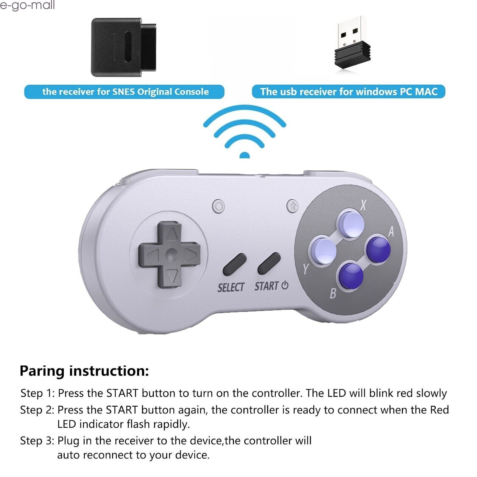 2PCS Wireless Controller for Super Nintendo Entertainment System™ Switch Online