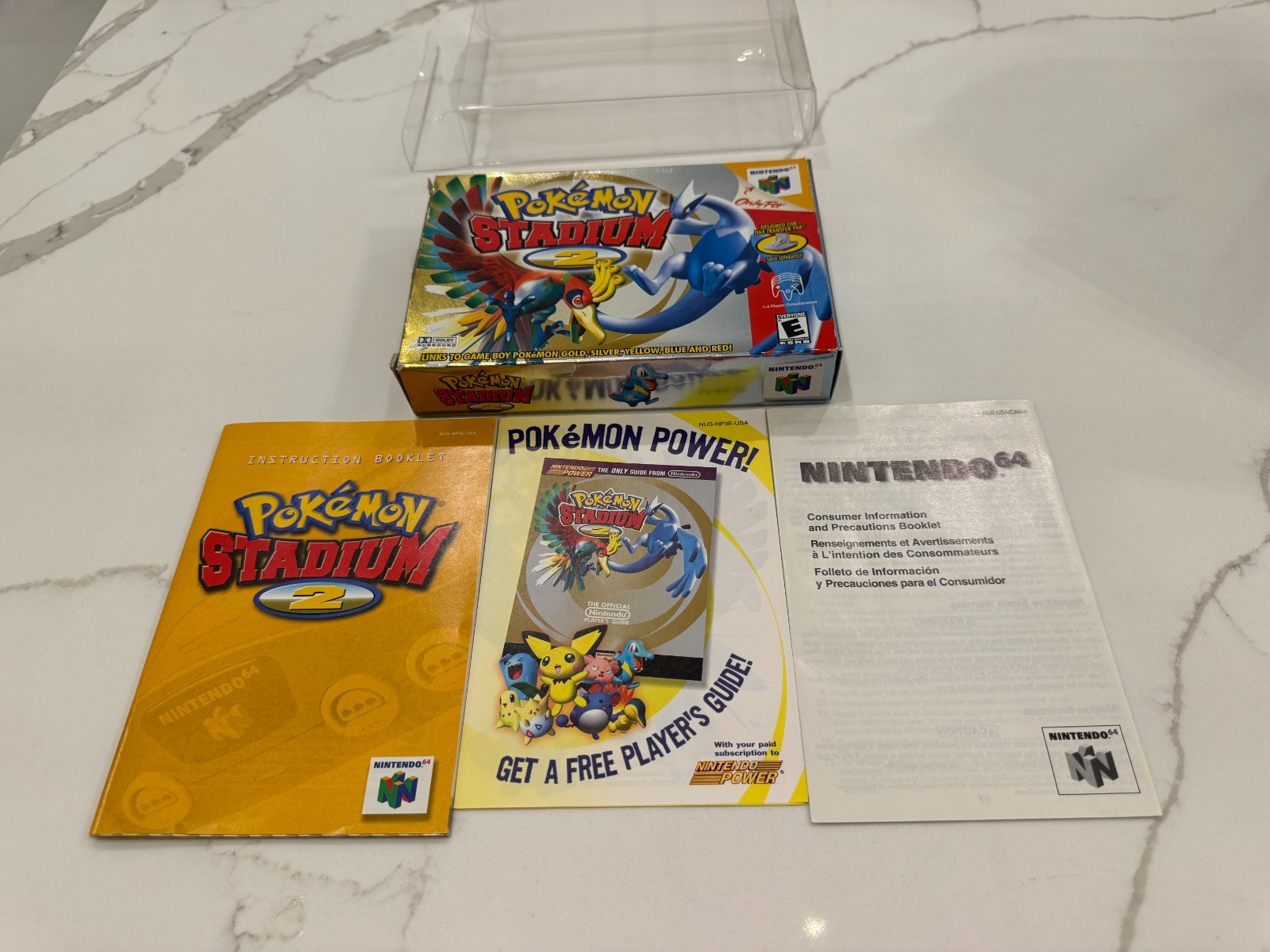 Pokemon Stadium 2 Box & Manual – very good condition with protective covers