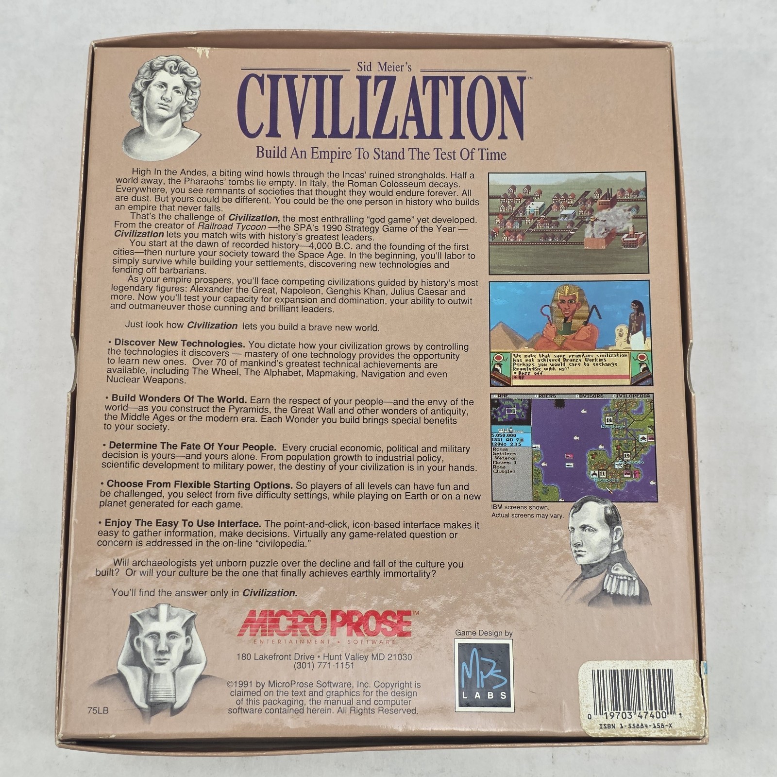 Sid Meier’s Civilization BIG BOX PC 3.5″ Floppy Discs CIB Strat Guide & Civ 2!