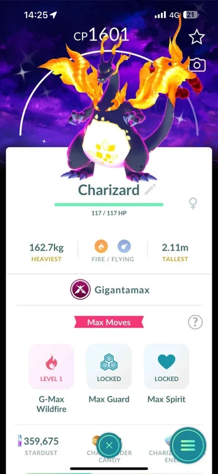 Pokémon PTC Go – Shiny Gigantamax Dark Skies Background ✨