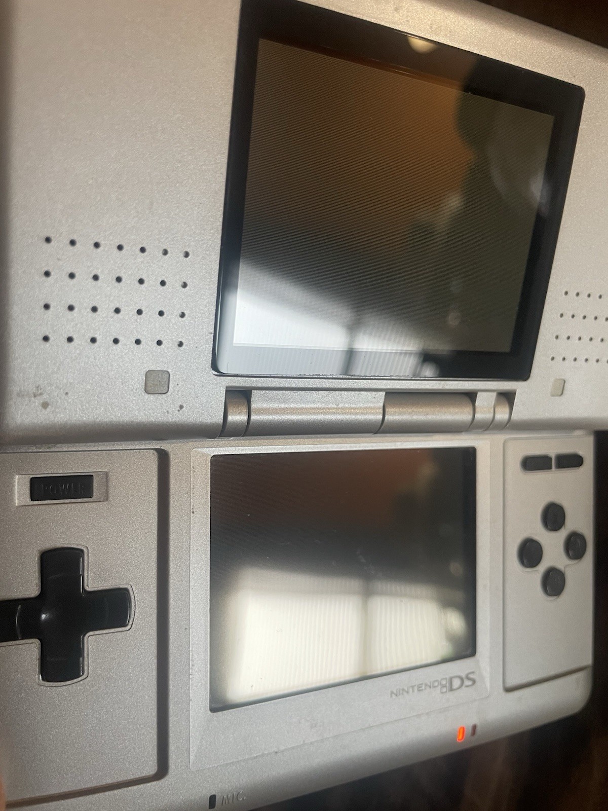 Nintendo DS Silver Phat NTR-001 Console w Stylus Fully Functional Mint Screens