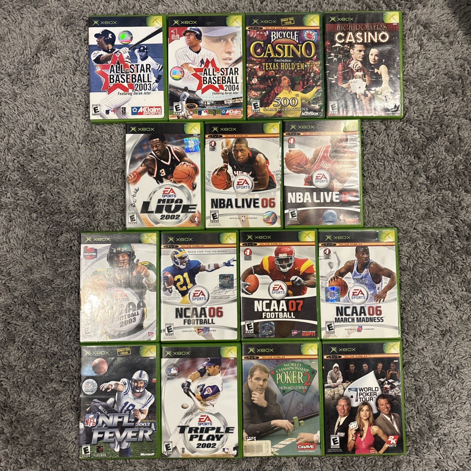 Lot of 15 Original XBOX Mixed Game Sports & Casino Bundle – Complete – Untested